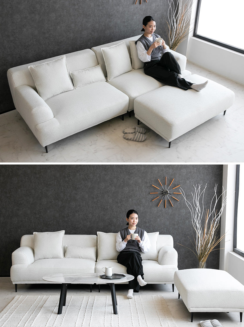 lushroom カウチソファ 3人掛け ファブリック ソファー グレー