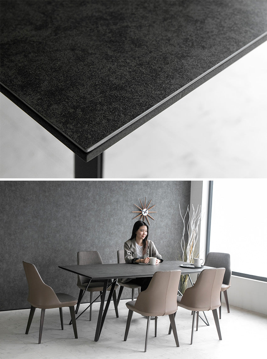 lushroom ダイニングテーブル 180×95cm 6人掛け セラミック ブラック