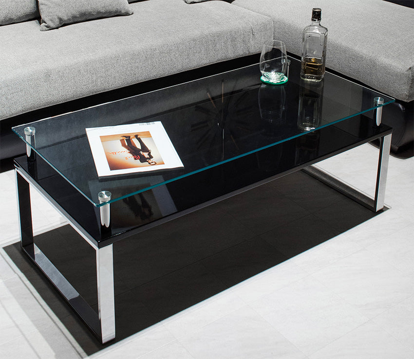 lushroom センターテーブル ガラス ローテーブル ホワイト ブラック