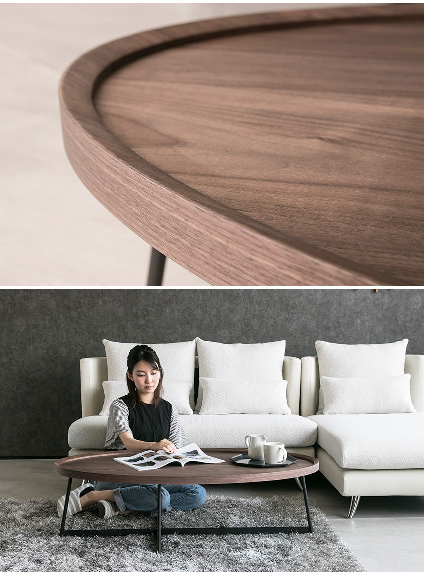 lushroom センターテーブル ウォールナット 突板 ローテーブル 楕円 幅