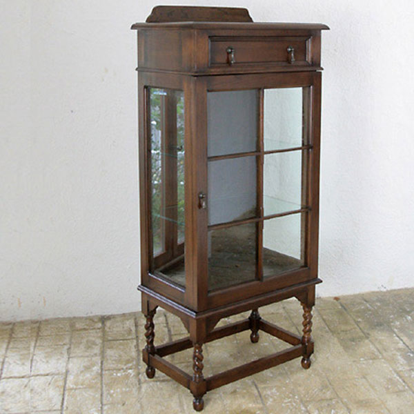 英国アンティークリプロダクト オーク キュリオケース 【開梱設置-KYC