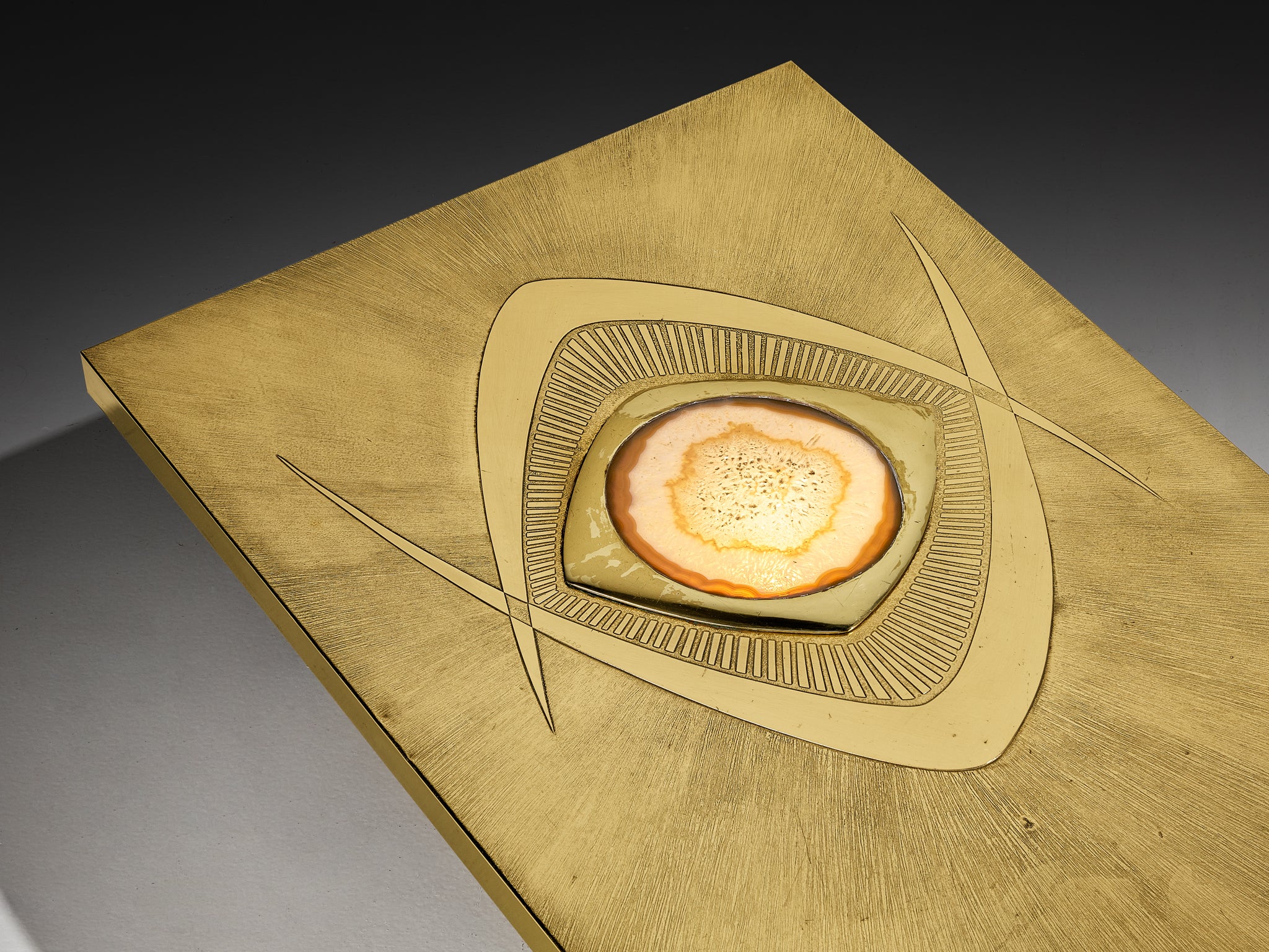 Willy Daro Illuminated Coffee Table in Brass and Agate