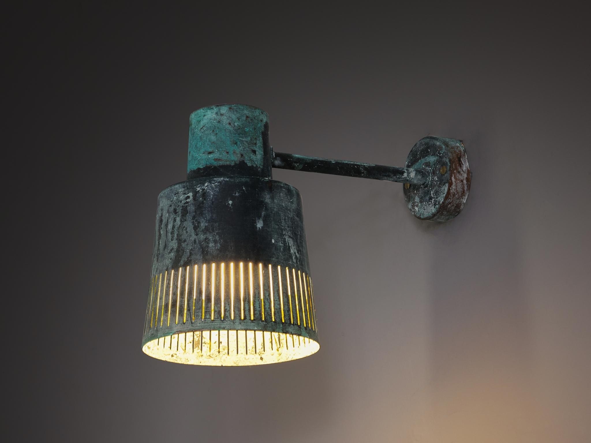 Hans Bergström for Ateljé Lyktan Wall Light in Patinated Copper
