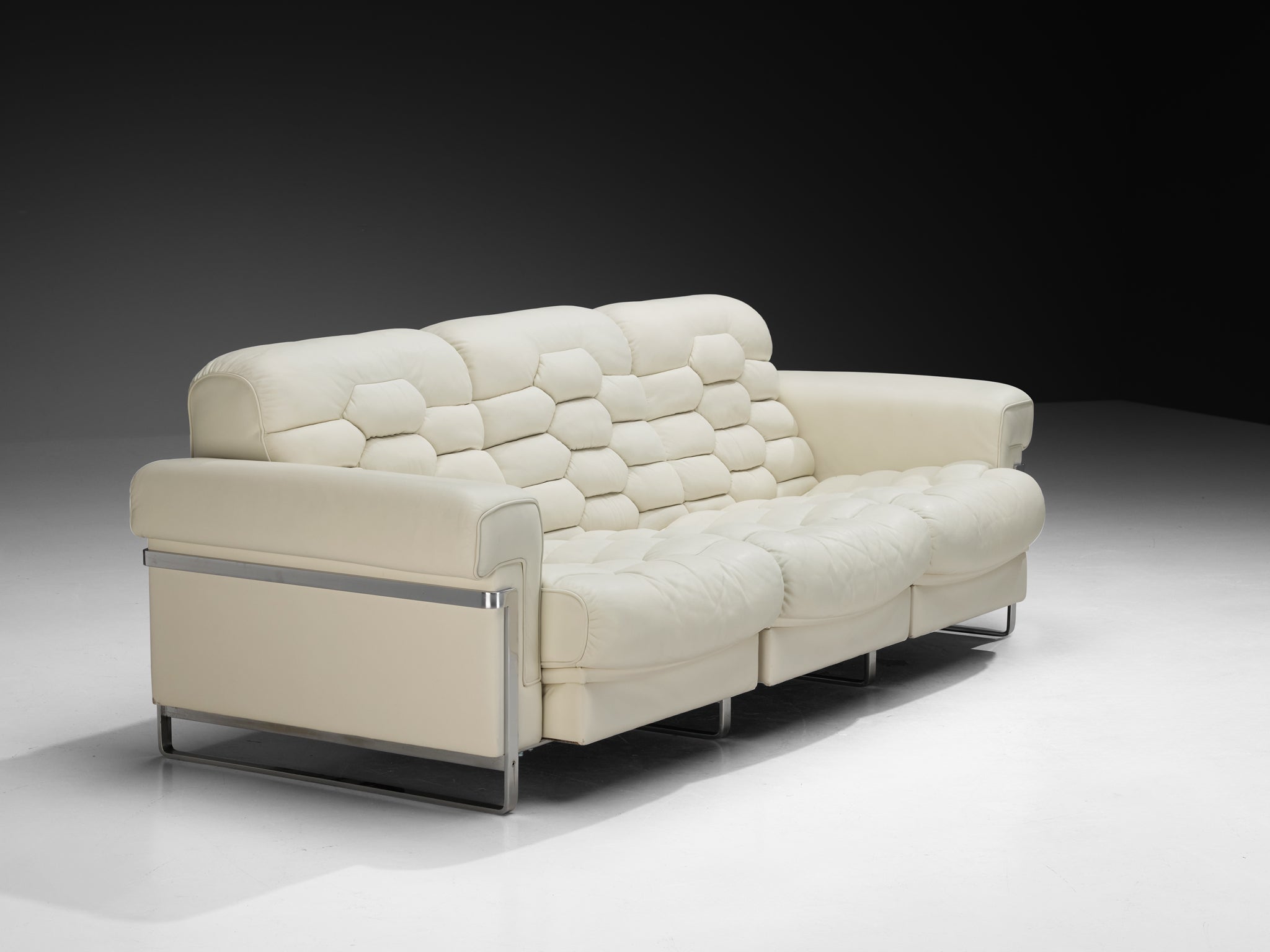 Robert Haussmann for De Sede 'DS-P' Three-Seat Sofa in White Leather S