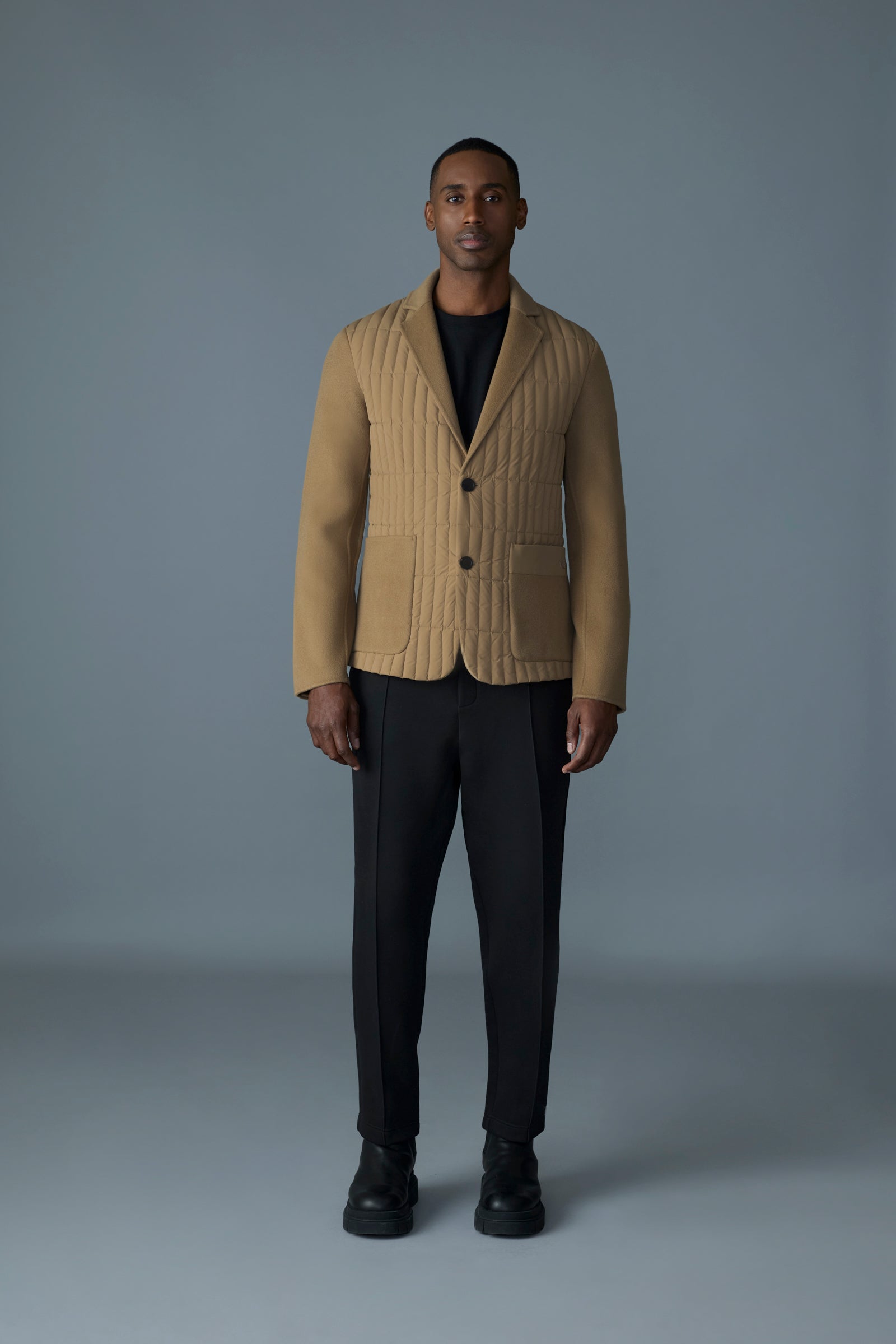 John, mixed-media vertical quilt blazer | Mackage® US