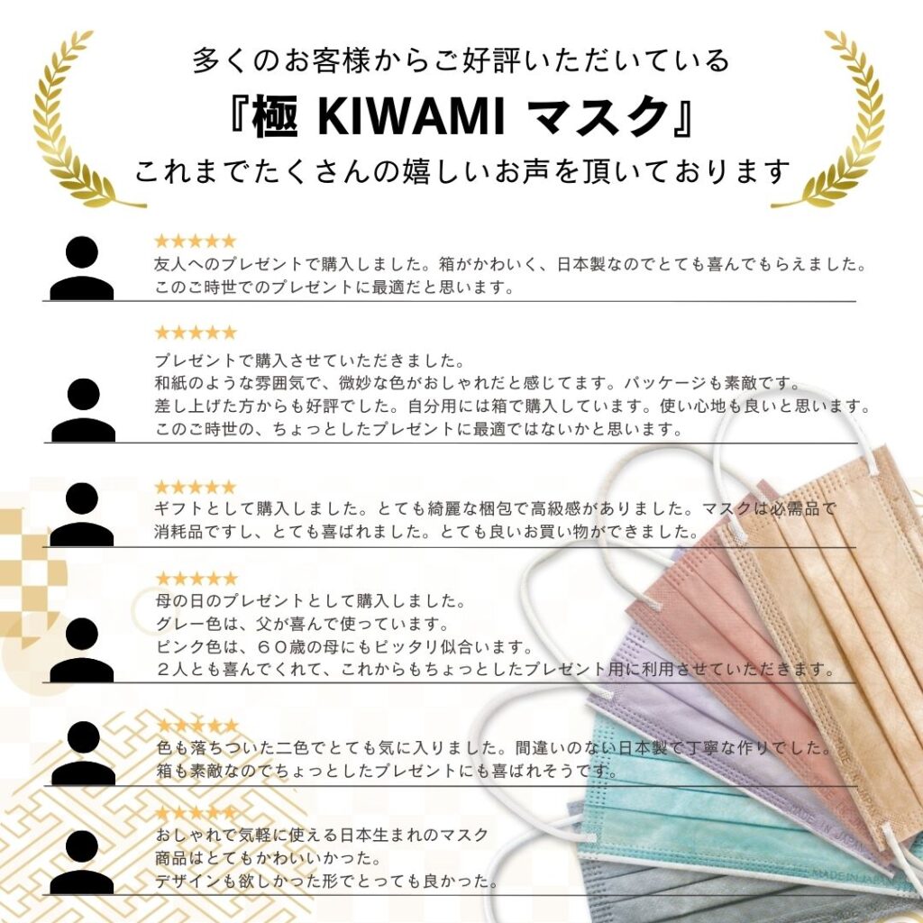 KIWAMI マスク Mサイズ 5枚入り 日本製 弥勒102セット 和の彩りが初