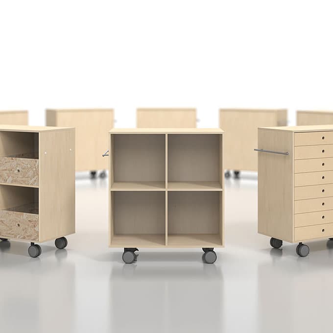 おしゃれなオフィスの移動式収納をご紹介 可動式、机下収納など移動