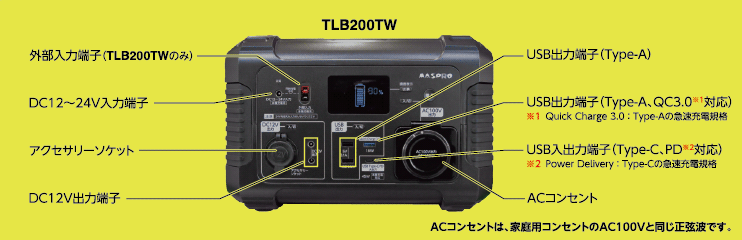 ポータブルバッテリー TLB200TW | マスプロ電工