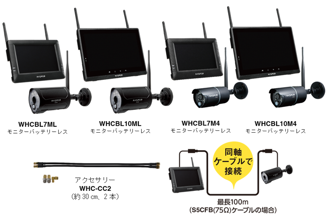 【専用】マスプロ モニター＆ワイヤレスHDカメラ モニター＆ワイヤレスHDカメラセット WHCBL10M4 | マスプロ電工