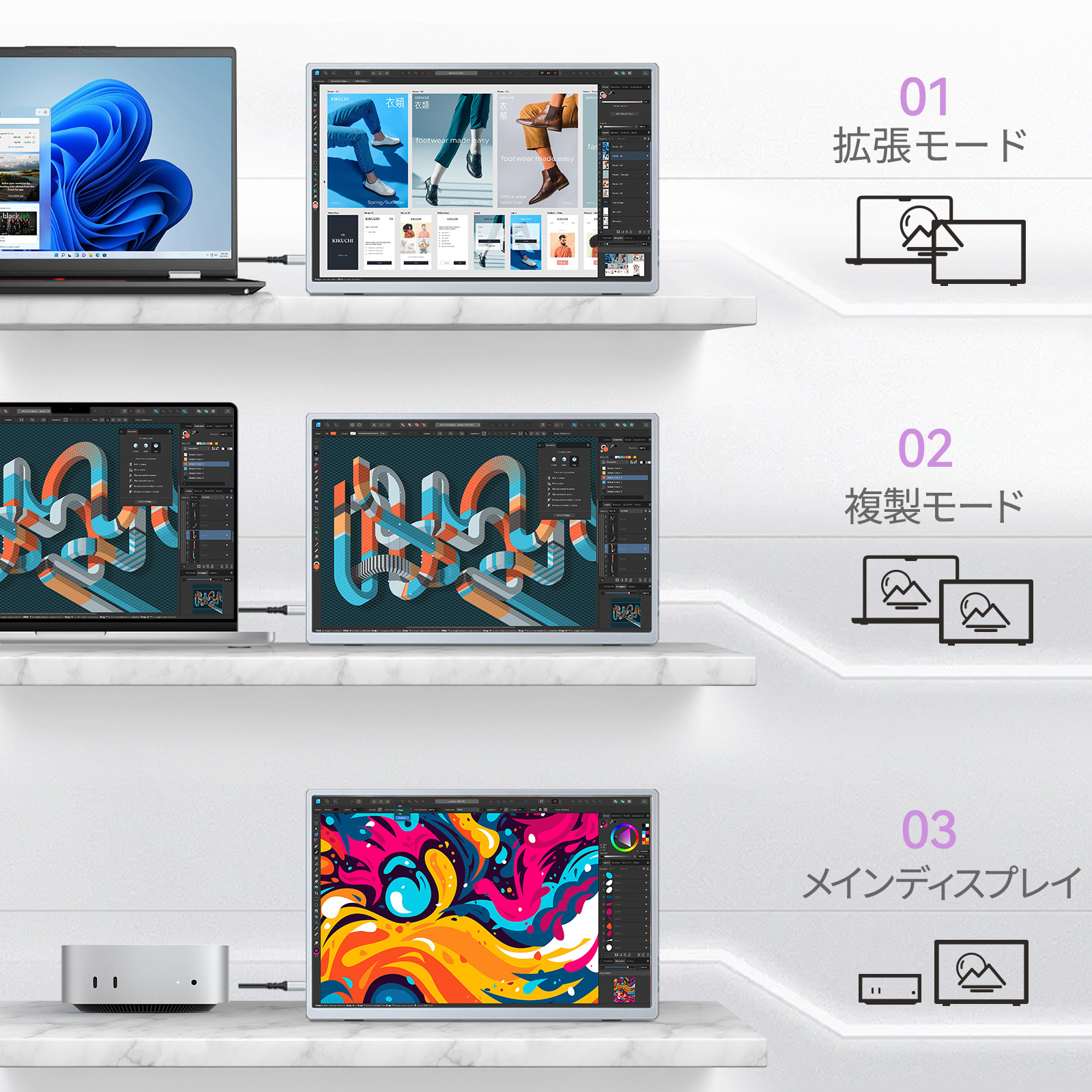 Miuniu 4K モバイルモニター 13.4インチ｜IGZO光沢パネル・500nits高輝