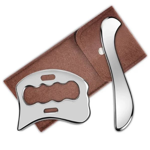 マッサージ かっさ スチール製 形違い2個セット 筋膜リリース ポーチ付き