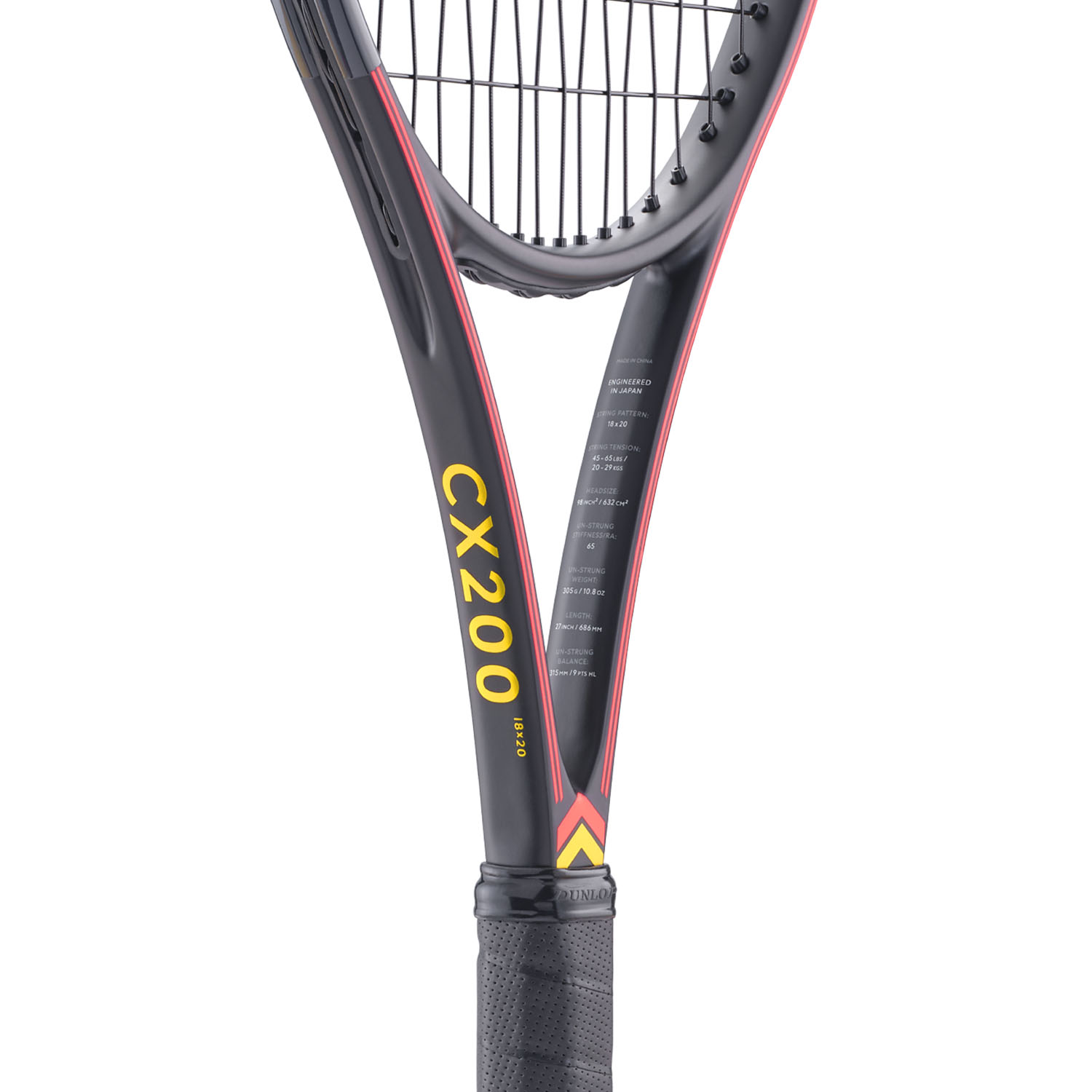 Dunlop CX 200 18x20 Tennis Racket - Black/Red/Gold