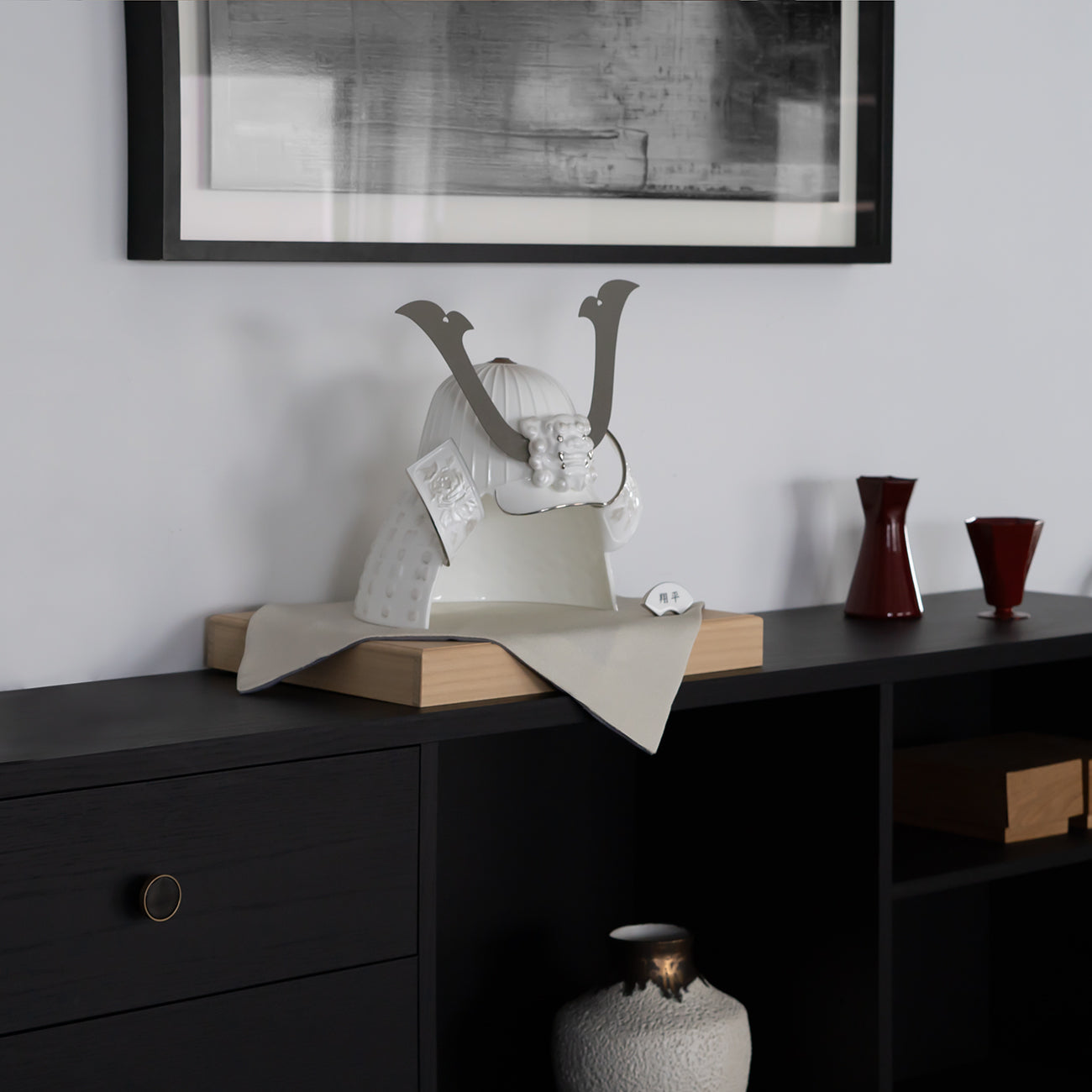 nikko食器｜兜 獅子に牡丹 名入れ扇札付｜アート/フィギュア｜ニッコー