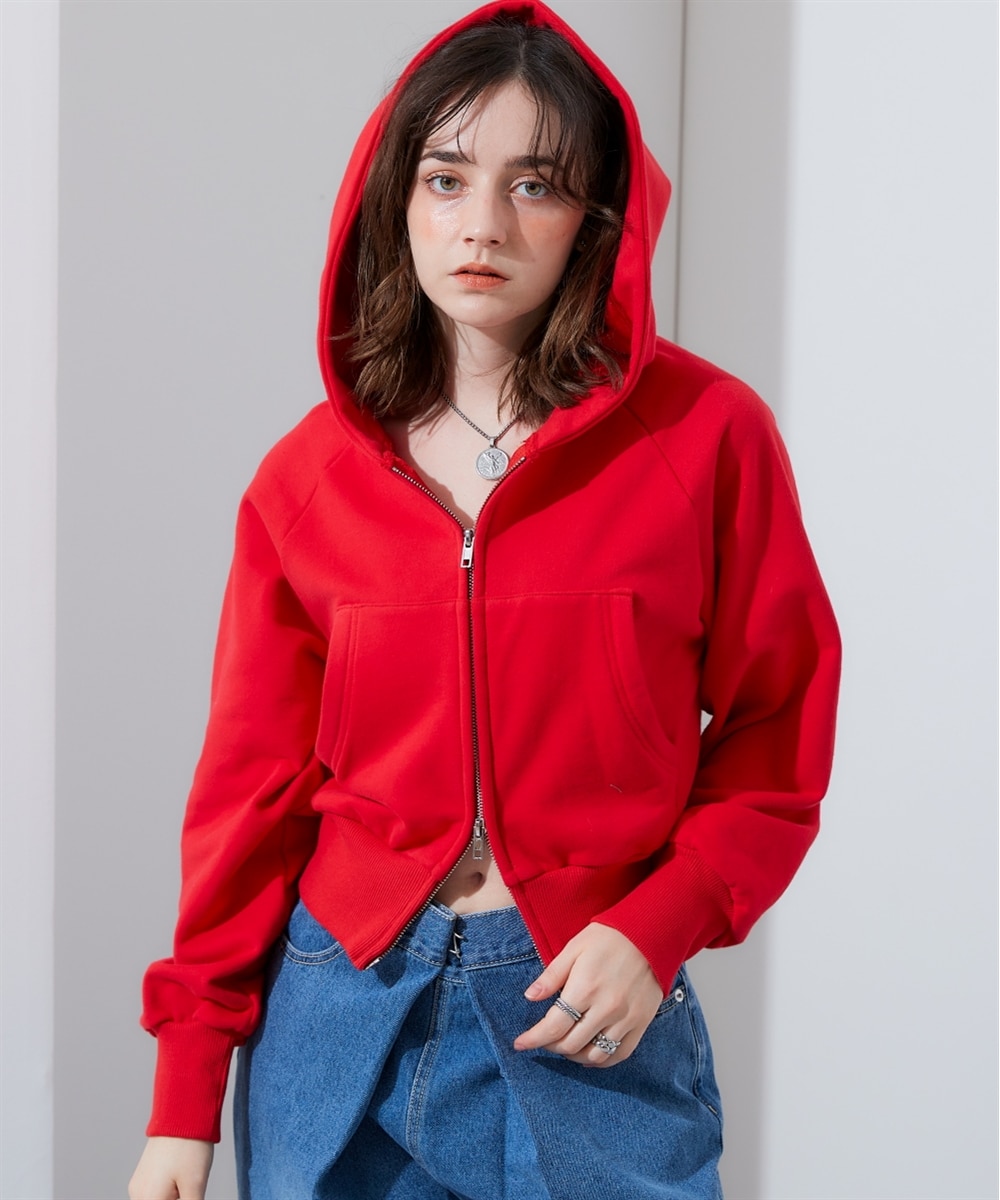 裏毛クロップドダブルジップパーカー 通販【ニッセン】