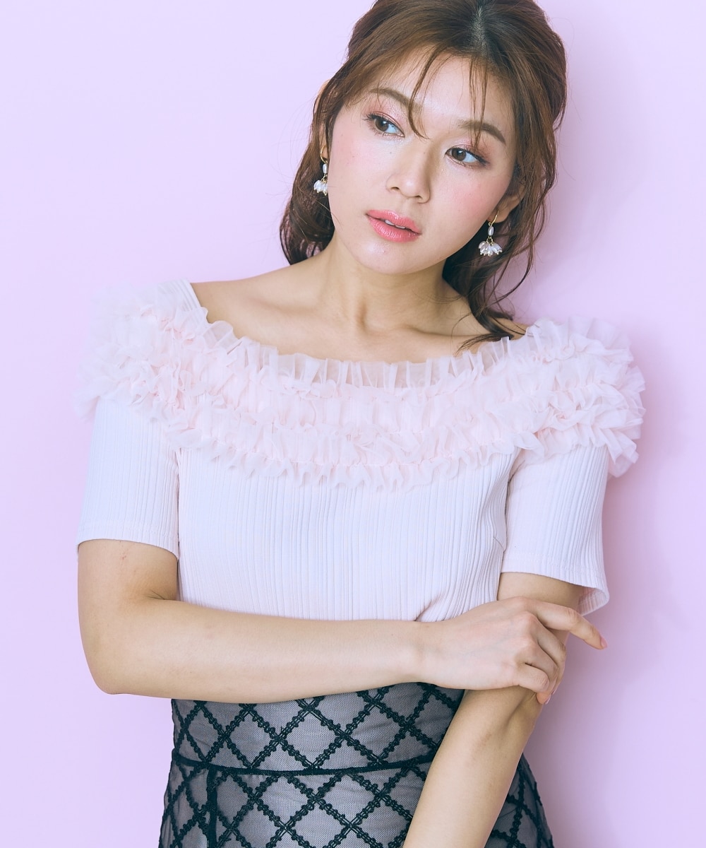 大きいサイズ＞テレコリブチュールトップス marun 通販【ニッセン】