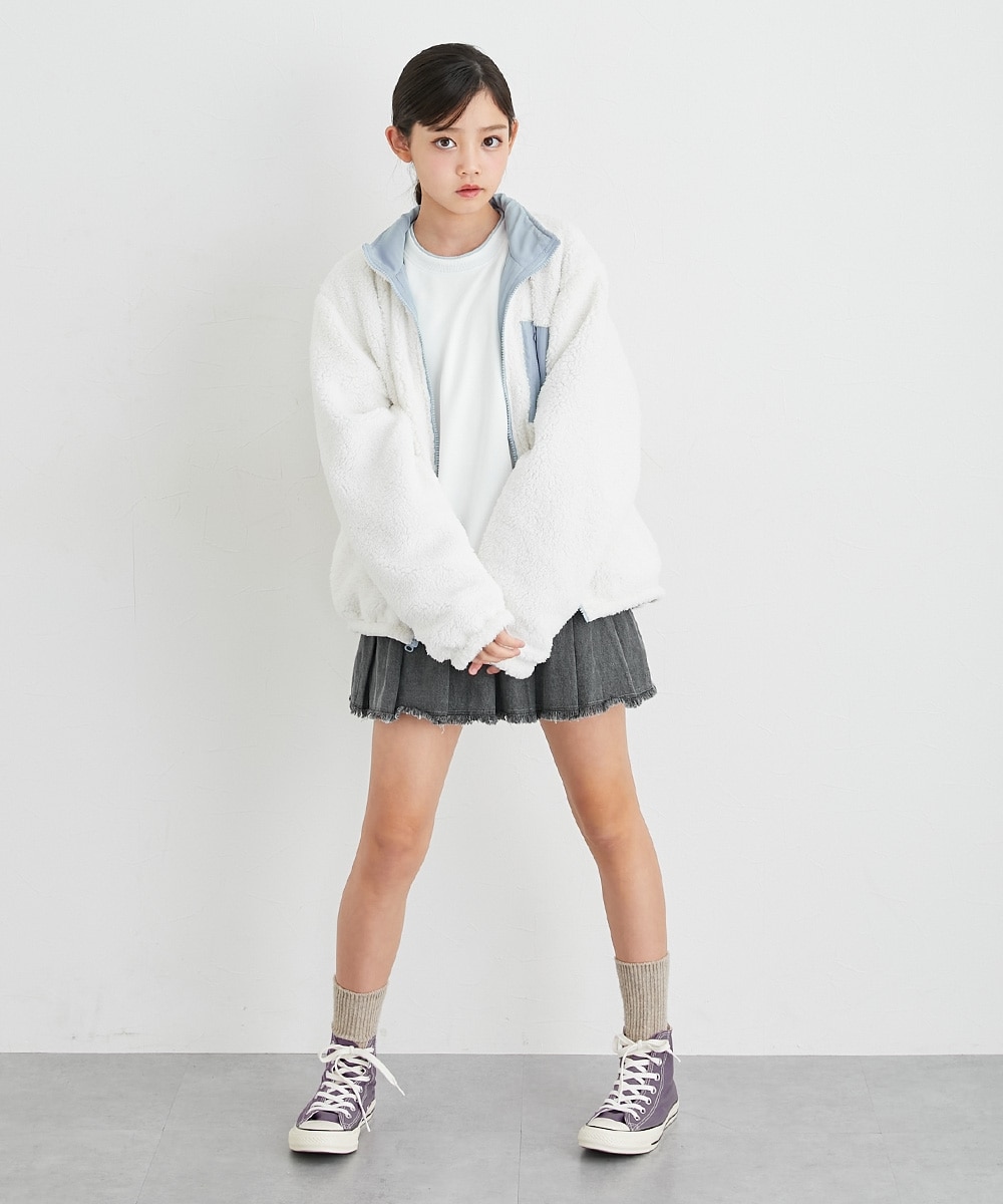 スタンド衿リバーシブルボアジャケット（女の子） 通販【ニッセン】
