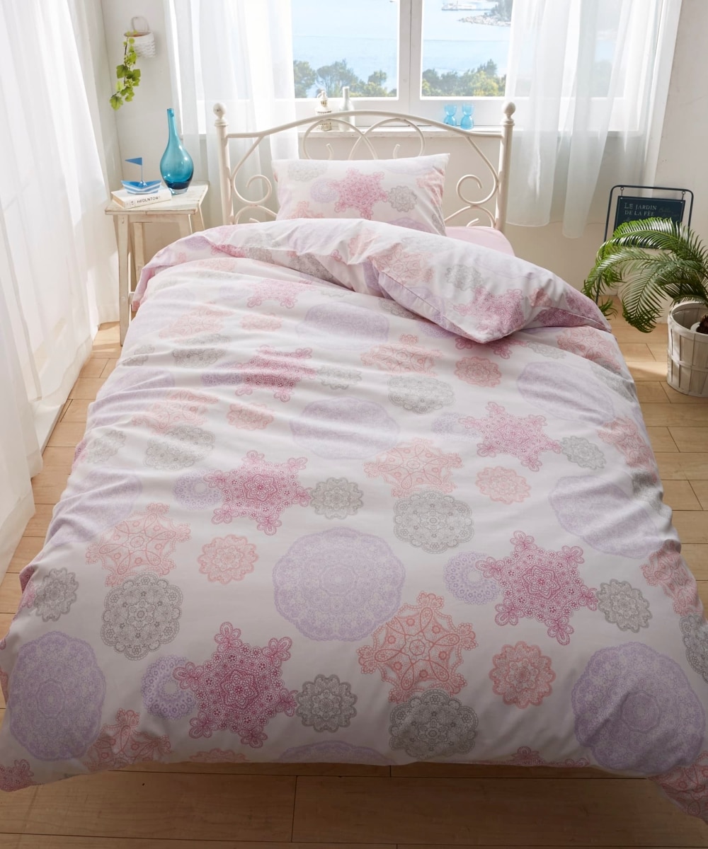 日本製綿100％ラウンドレース柄掛け布団カバー【西川リビング】orne