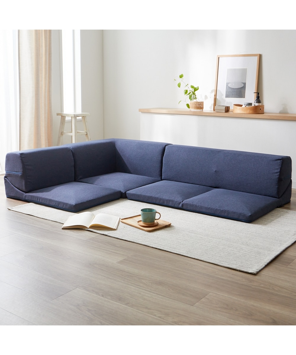 3人掛け]ローソファ3点セット｜コーナー 洗えるカバーも選べる 日本製