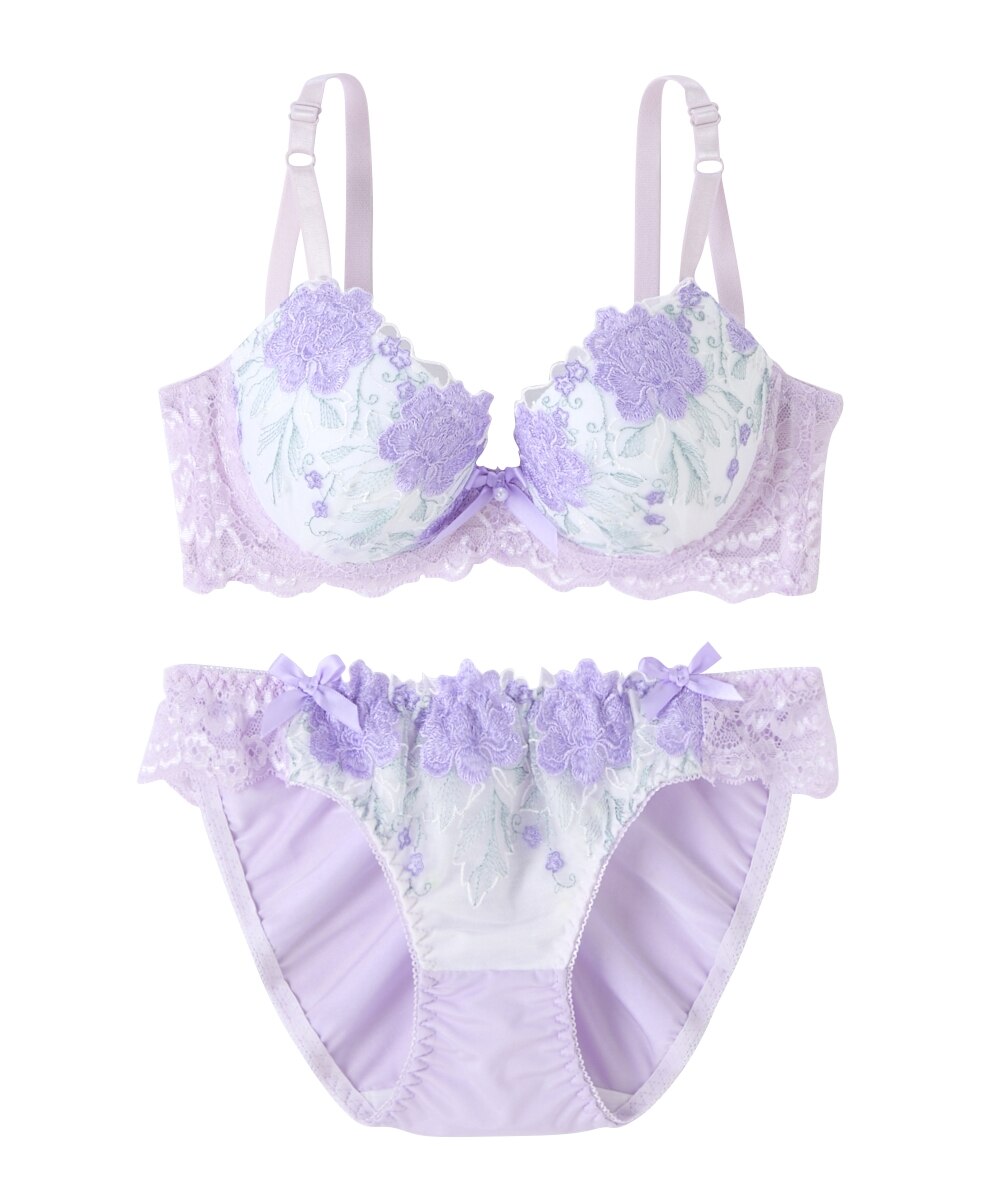 脇高カールフラワーブラジャーショーツセット 通販【ニッセン】