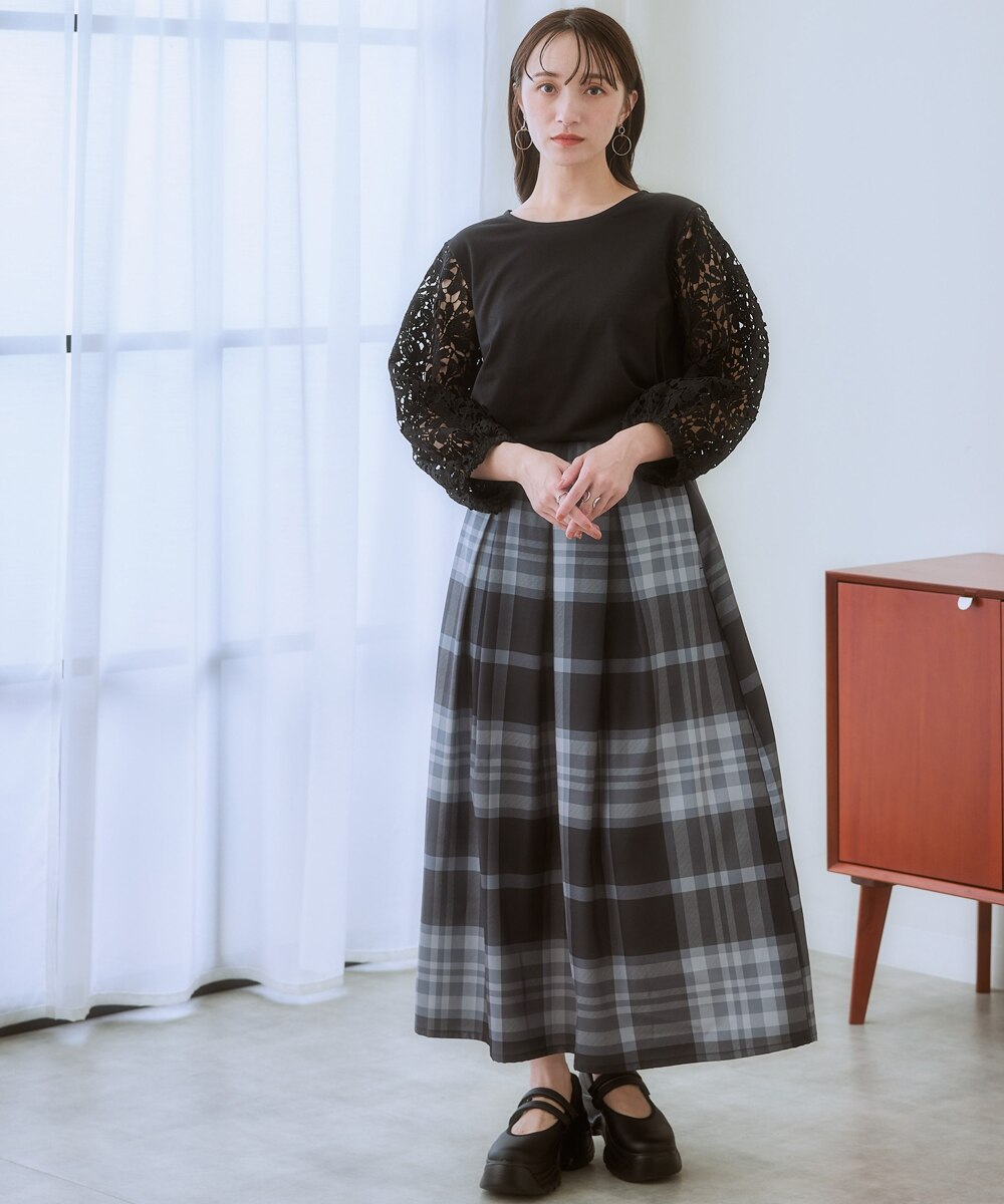 大きいサイズ＞ BIGチェック柄フレアスカート 通販【ニッセン】