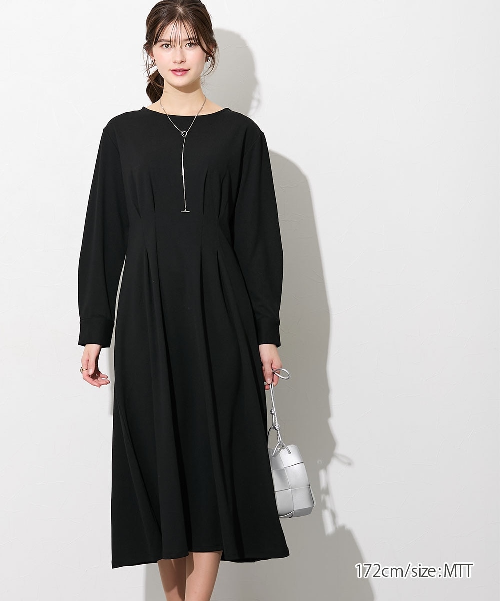 高身長 きれいめウエストタックカットソーワンピース（トールサイズ
