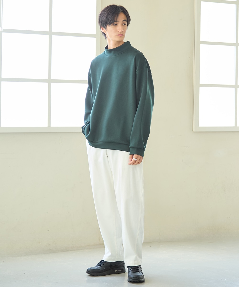 ダブルフェイスオーバーサイズモックネックトレーナー【大きいサイズ有