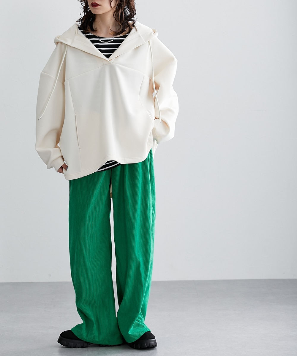 洗える】ダンボールニットフード付きパーカー［Soiunique］ 体型カバー