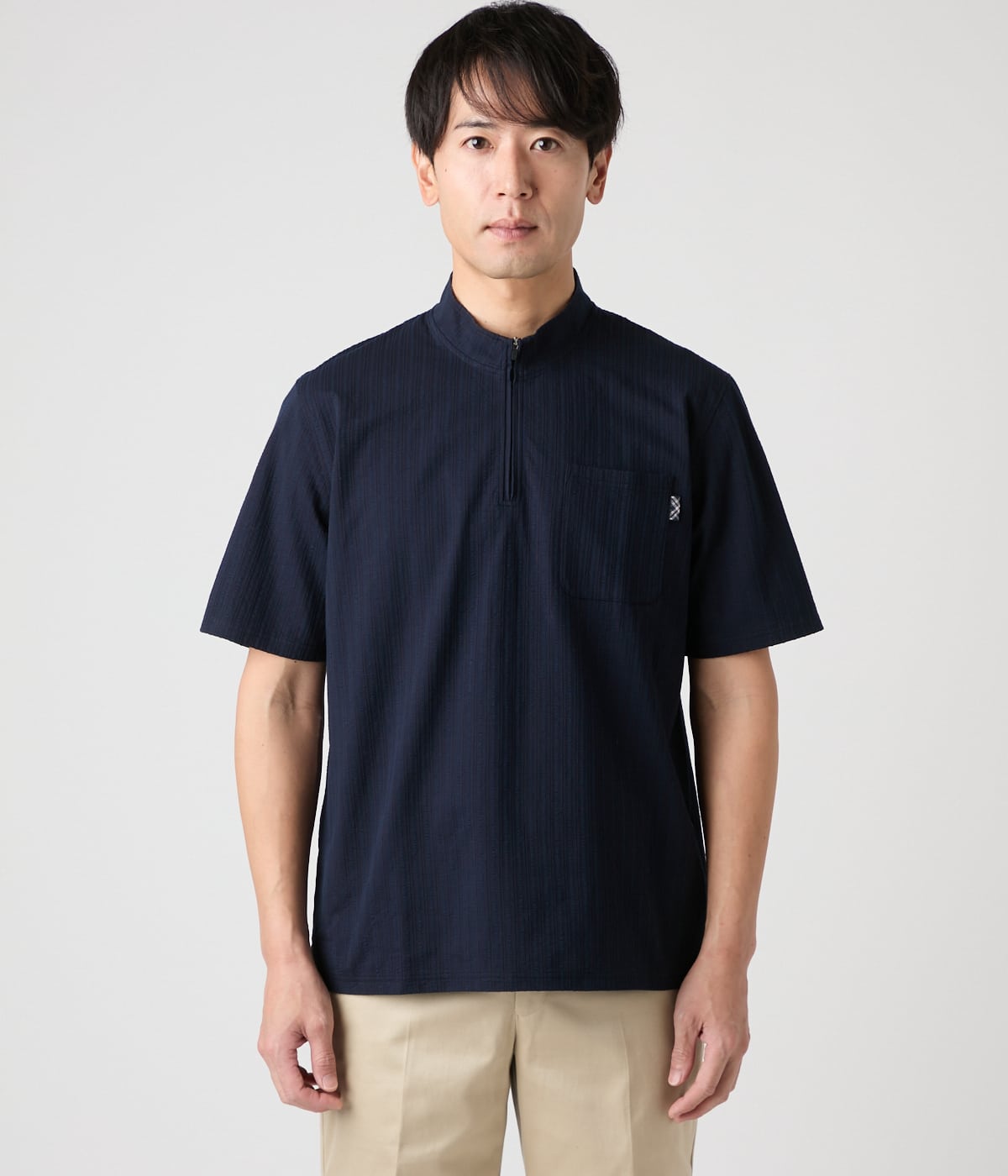 吸水速乾】COOL COMFORT サッカーストライプ ハーフジップ スタンド