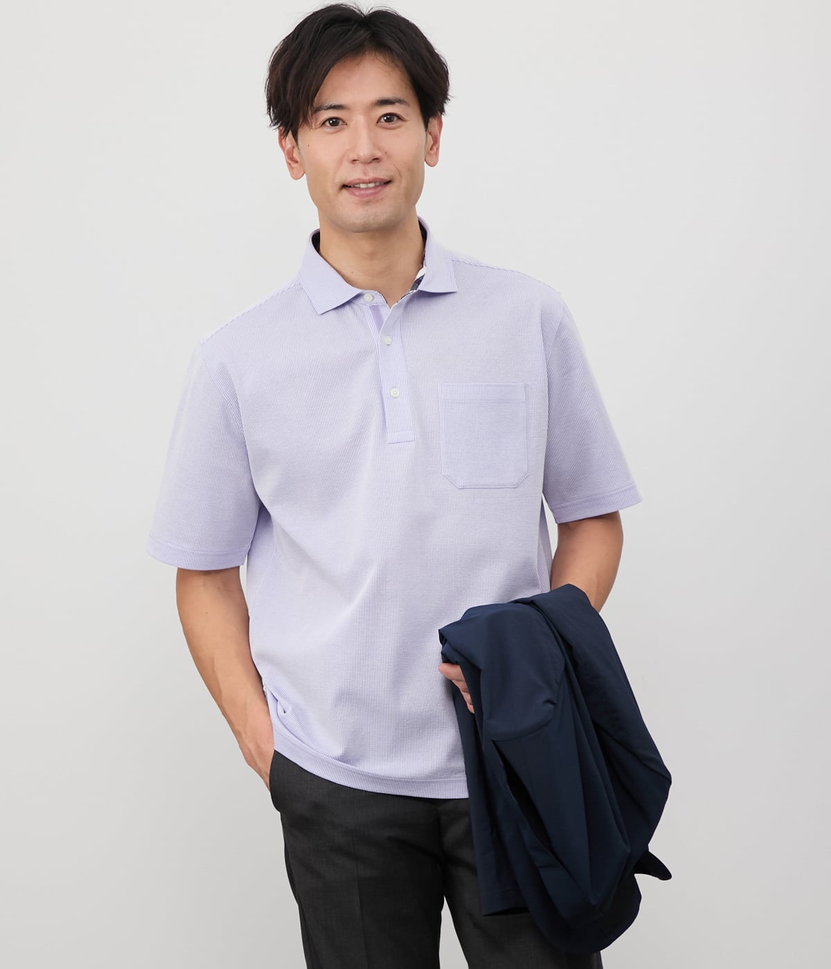 吸水速乾】COOL COMFORT ジャージーサッカーストライプ ポロシャツ