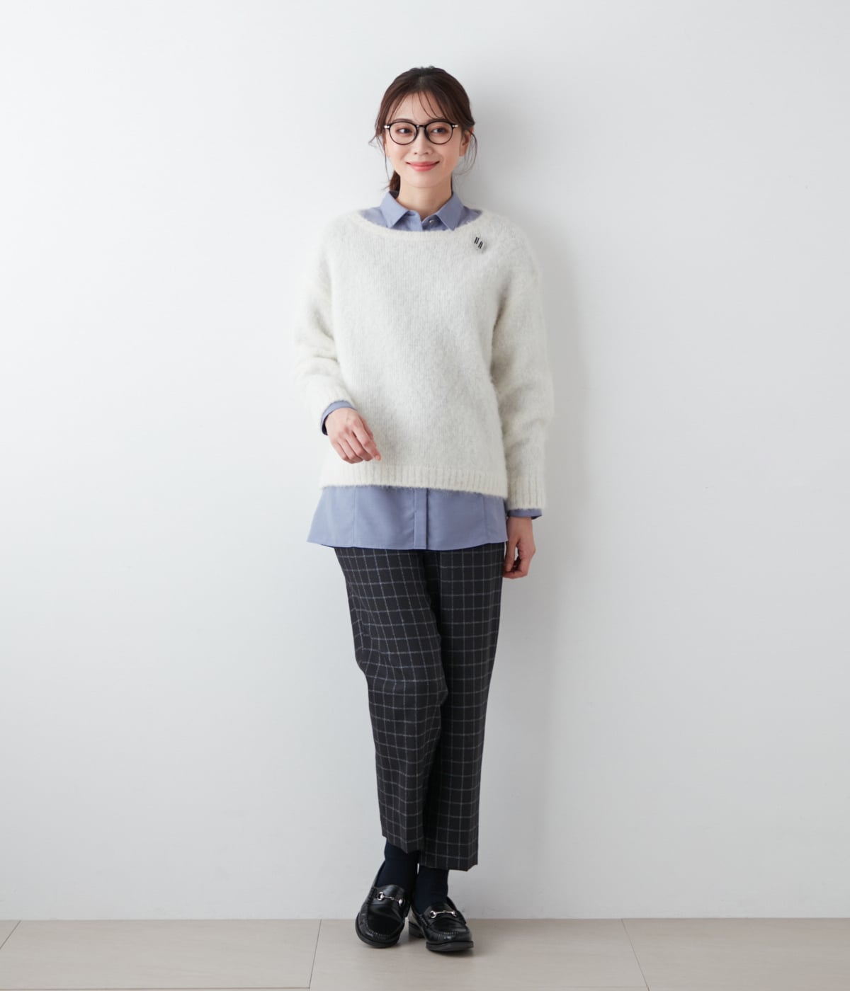 グラフチェックジョーゼット テーパードパンツ(51333162-2024