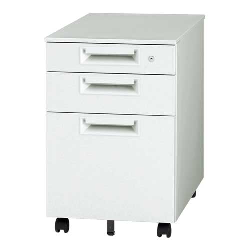 スマートオフィス】キャビネット3段 JS-046SC-B3 ホワイト プラス