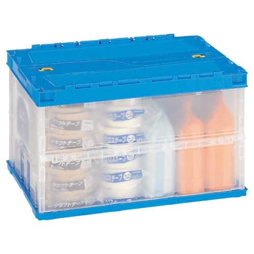 スマートオフィス】オリコン ペタンコ C-50B 蓋付 透明ブルー 三甲
