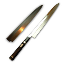 柳刃包丁 本焼 銀巻 黒檀 尺1 鞘付 【包丁の＠堺英】