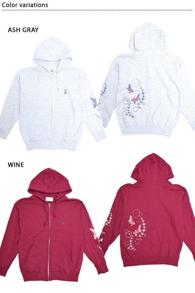 金魚ジップパーカー 喜人 KJ-42307 和柄 和風 スウェット きんとと きじん