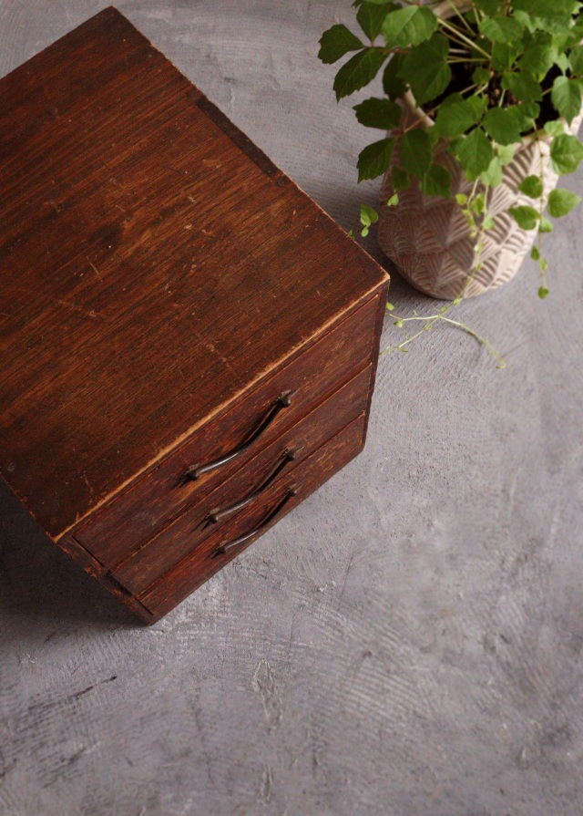 3段引出し箱 古道具 インテリア 仕切り箪笥 小箱 レターケースAntique