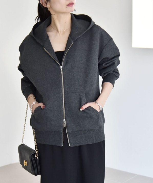 quaranciel:〈洗濯機可能〉ポンチ ダブルジップ スウェット パーカー