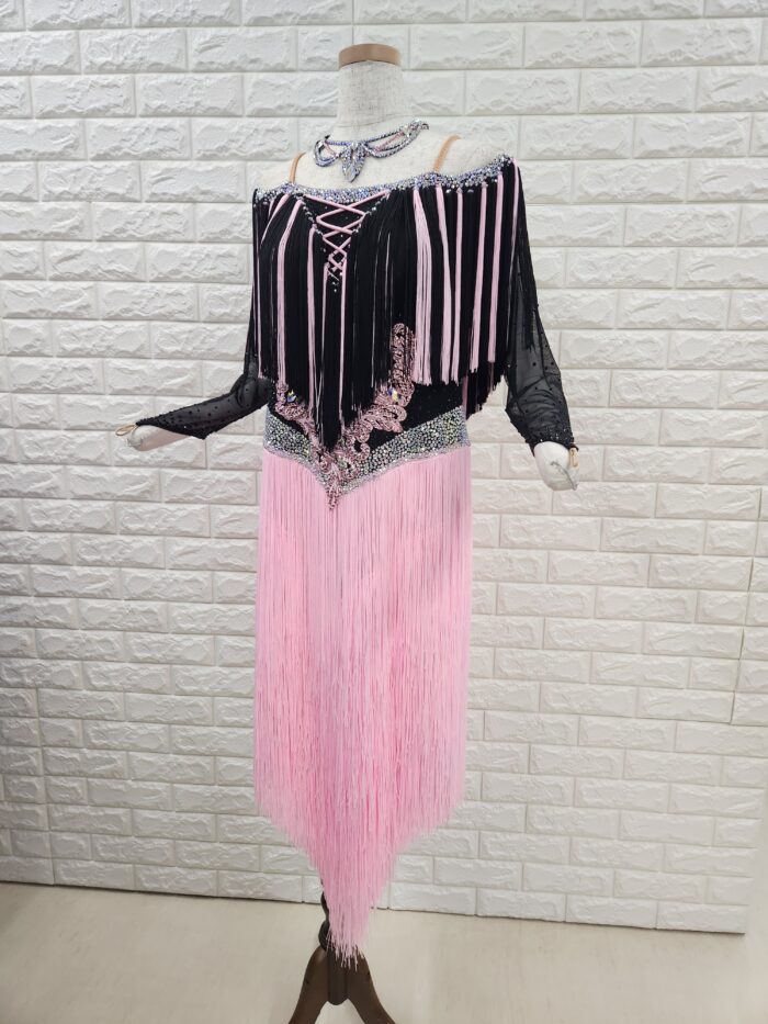 試着・レンタル・購入】社交ダンスドレス LLサイズ ブラック/ピンク