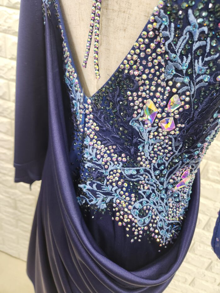 試着・レンタル・購入】社交ダンスドレス Lサイズ ネイビーラテン