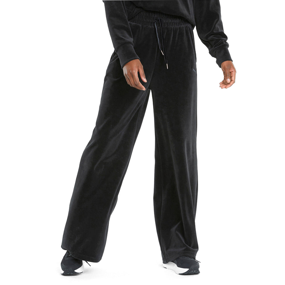 Shop Black Womens Puma HER Velour Wide Drawstring Pants – Shoebacca