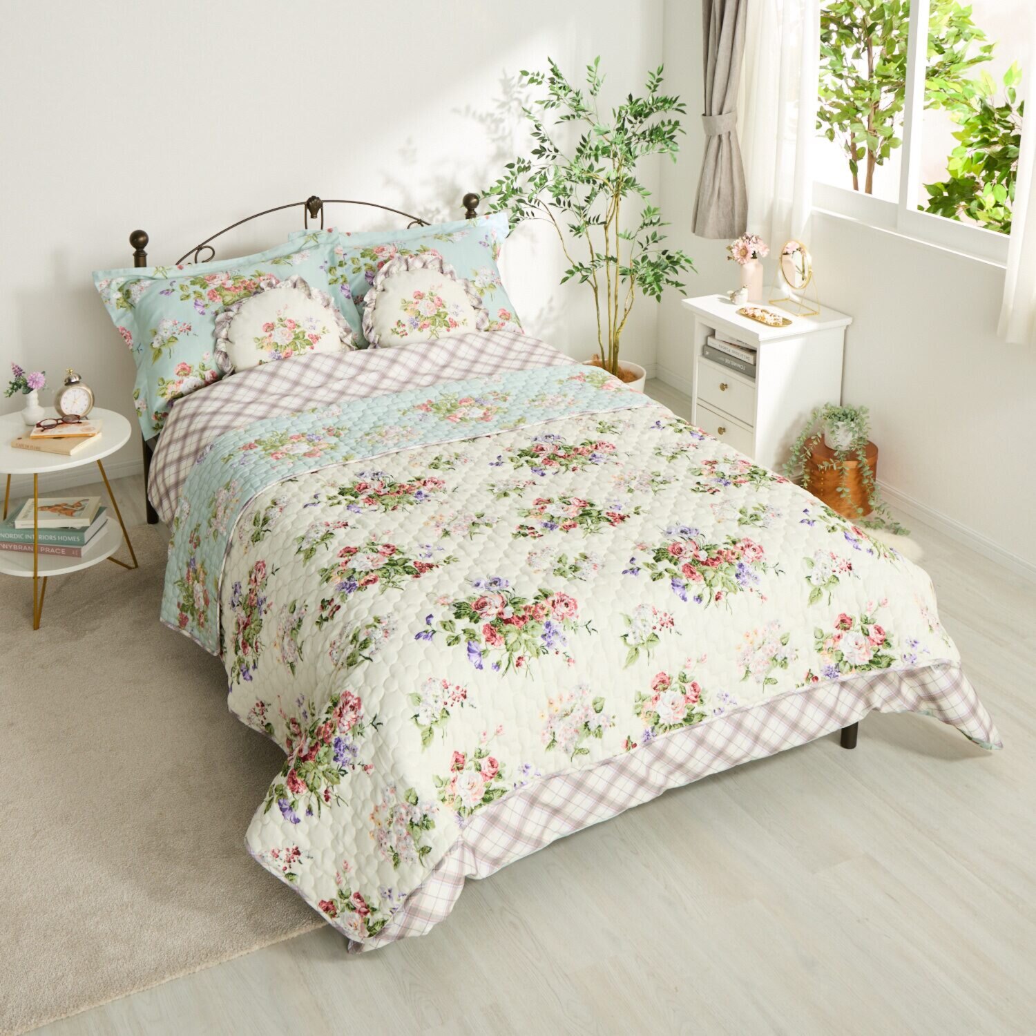 ローラアシュレイ ローズモア キルトマルチカバー ＜190×190cm