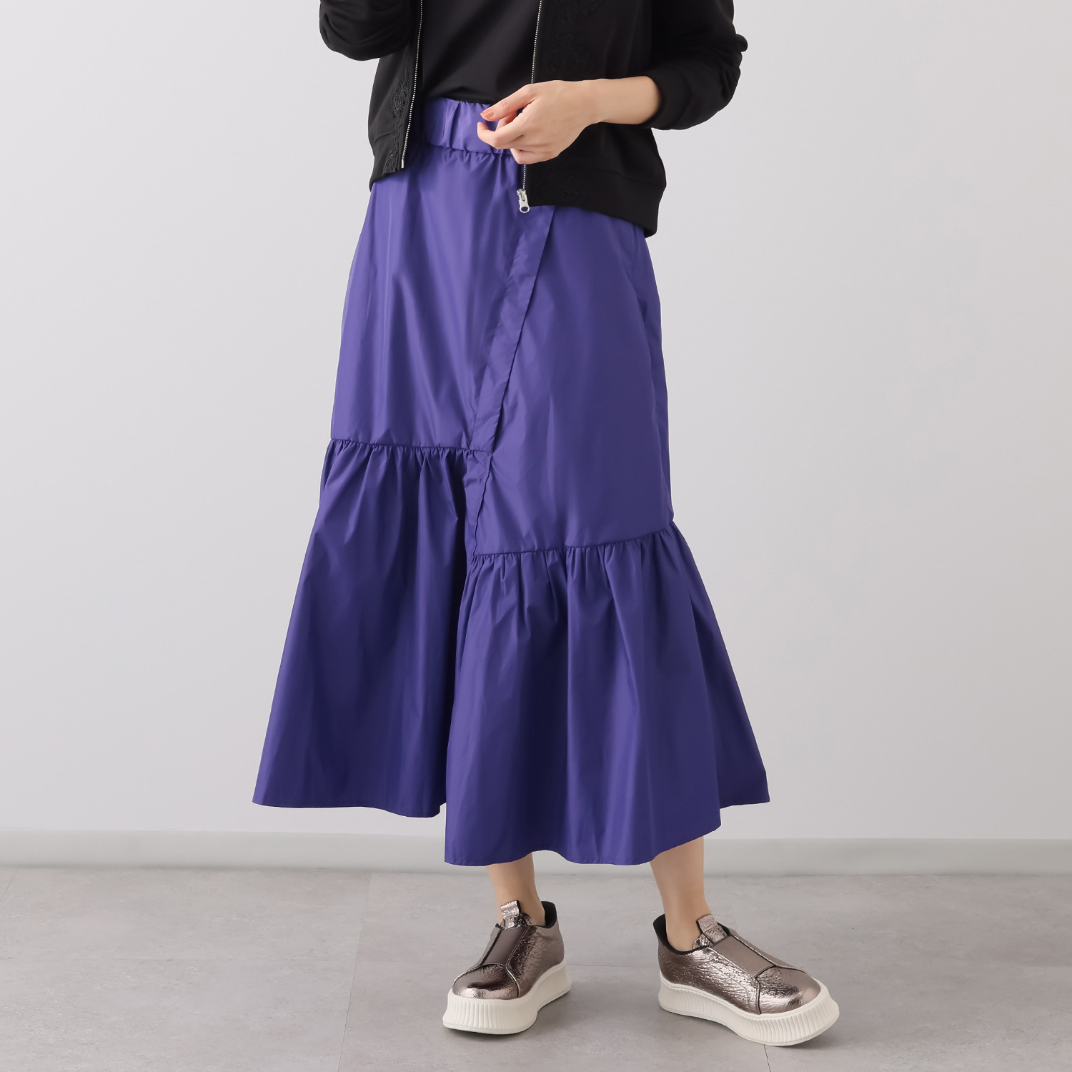 ブルーコレクション タフタ アシンメトリーデザイン ティアード