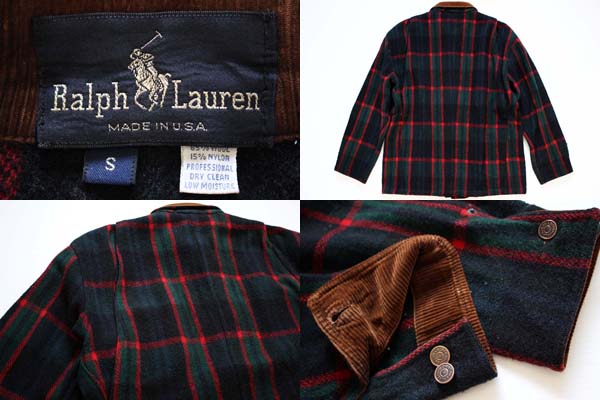 80s USA製 ポロ ラルフローレン タータンチェック ウール カバーオール