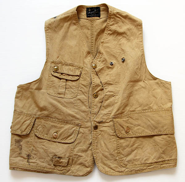 50s American Field ハーフムーン ポケット フィッシングベスト カーキ