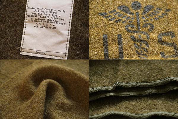 50s 米軍 US メディカル ウール ブランケット オリーブドラブ