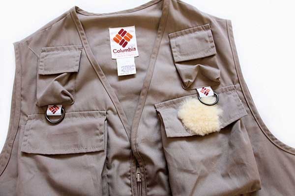 80s Columbiaコロンビア フィッシングベスト グレーベージュ L