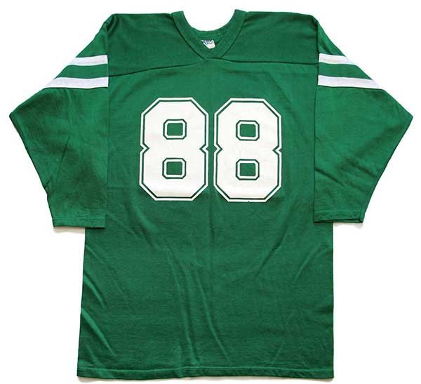 80s USA製 88 ナンバリング ナイロン×コットン フットボールTシャツ 緑
