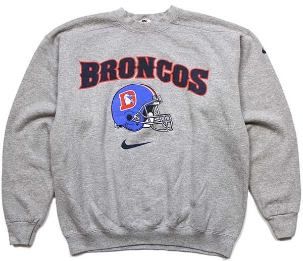90s USA製 NIKEナイキ NFL DENVER BRONCOS アメフト スウェット 杢