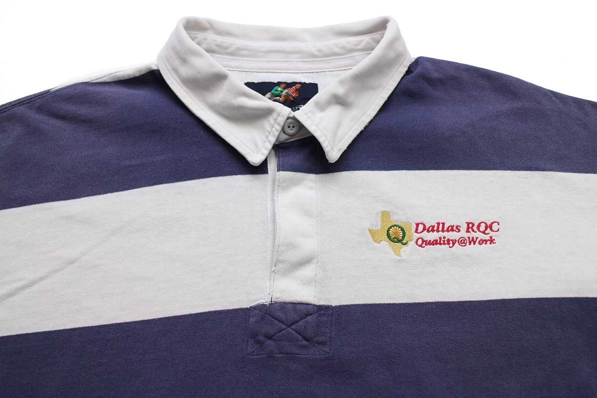 90s LANDS'ENDランズエンド Dallas RQC 刺繍 太ボーダー コットン