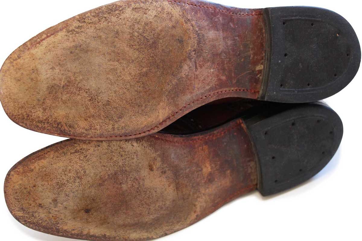 80s UNKNOWN レザー サドルシューズ 赤茶 9.5M☆レザーシューズ 革靴