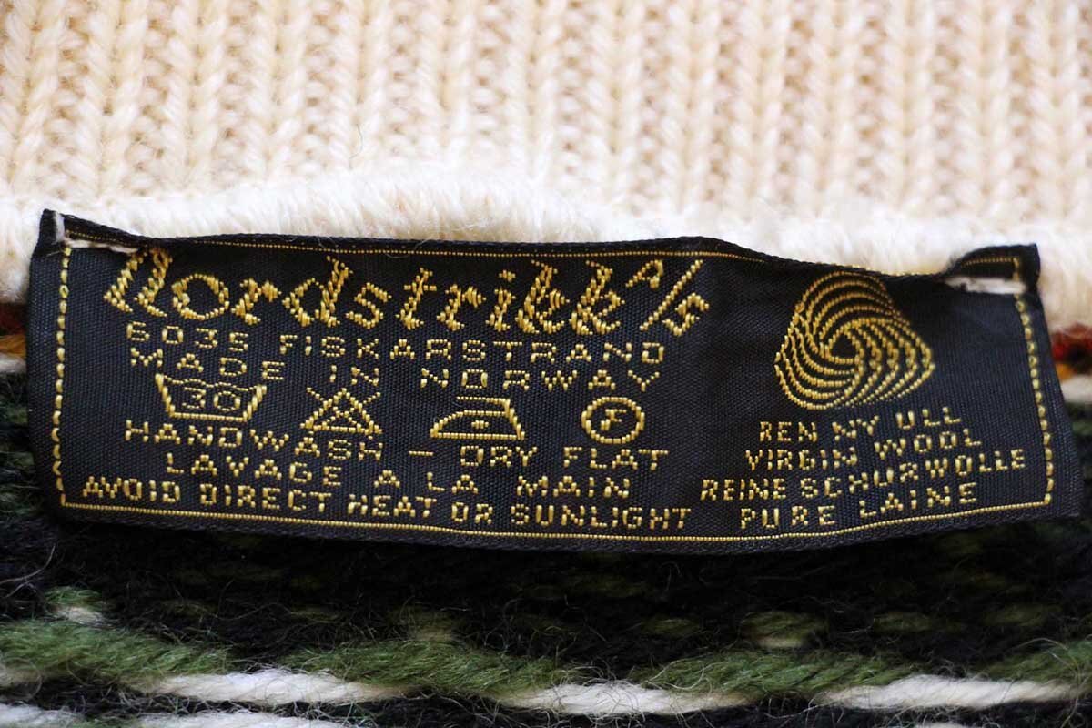 80s ノルウェー製 nordstrikk ノルディック柄 ウールニット セーター L